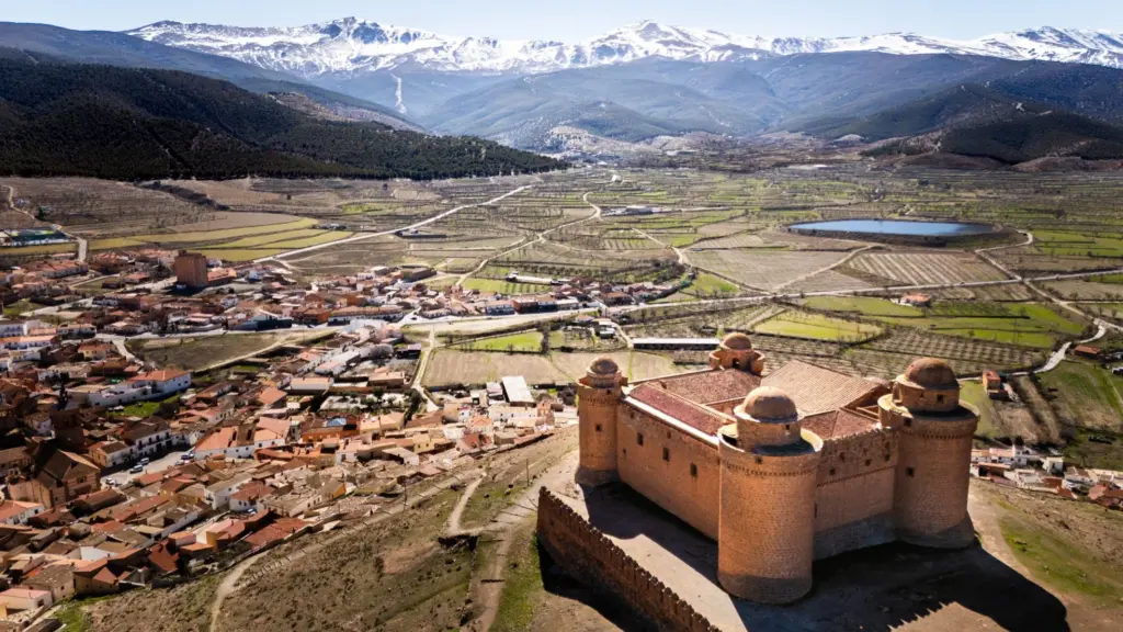 Foto aérea del castillo y la comarca